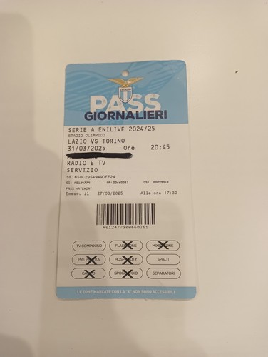 Biglietto ticket stadio pass - stadio,
