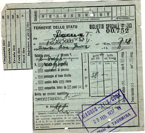 Railway paper ticket - :, italy
