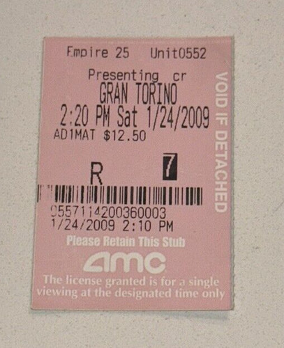 Gran torino movie - movie, stub