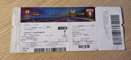 Ticket 2014 torino club - fc,